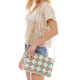 80247, DIAMOND STRAW POUCH BAG