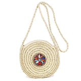 80257, ROUND STRAW BAG W/ BEAD DECORATION