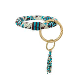 80623, MULTI COLOR SEED BEADED KEY CHAIN BRACELET