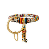 80623, MULTI COLOR SEED BEADED KEY CHAIN BRACELET