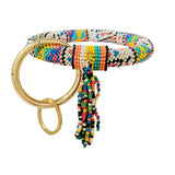 80623, MULTI COLOR SEED BEADED KEY CHAIN BRACELET