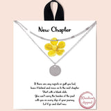 &quotnew Chapter" Round Disk Chain Layered Necklace/rhodium Dipped