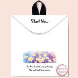 "start New" Pave CZ Curved BAR Necklace
