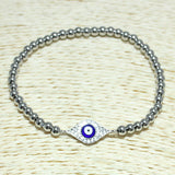 82033, EVIL EYE STAINLESS STEEL BEAD STRETCHABLE BRACELET
