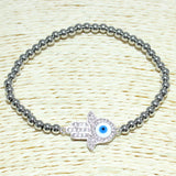 82034, HAMSA STAINLESS STEEL BEAD STRETCHABLE BRACELET