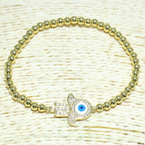 82034, HAMSA STAINLESS STEEL BEAD STRETCHABLE BRACELET
