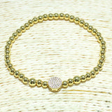 82042, PAVE STAINLESS STEEL BEAD STRETCHABLE BRACELET
