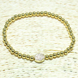 82043, PAVE STAINLESS STEEL BEAD STRETCHABLE BRACELET