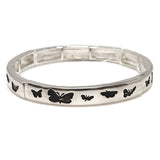 82140, BUTTERFLY PRINT METAL STRETCHABLE BRACELET