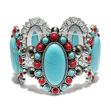 82192, WESTERN SEMI PRECIOUS STONE STRETCH BRACELET