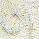 82609, RHINESTONE HOOP EARRING 2.25"