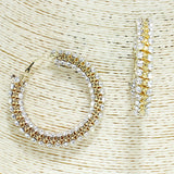 82609, RHINESTONE HOOP EARRING 2.25"