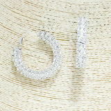 82610, RHINESTONE HOOP EARRING 2"