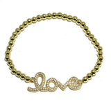 82948, "LOVE" PAVE BALL STRETCH BRACELET *STAINLESS STEEL