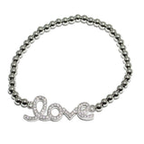 82948, "LOVE" PAVE BALL STRETCH BRACELET *STAINLESS STEEL