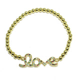 82948, "LOVE" PAVE BALL STRETCH BRACELET *STAINLESS STEEL