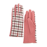 83014, TWO TONE HOUNDSTOOTH PATTERN GLOVES