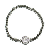 83111, PAVE INITIAL STRETCH BRACELET *STAINLESS STEEL