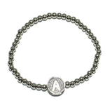 83111, PAVE INITIAL STRETCH BRACELET *STAINLESS STEEL