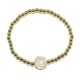 83112, PAVE INITIAL STRETCH BRACELET *STAINLESS STEEL