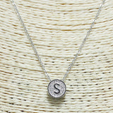 83113, PAVE INITIAL DAINTY NECKLACE *STAINLESS STEEL