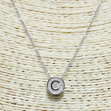 83113, PAVE INITIAL DAINTY NECKLACE *STAINLESS STEEL