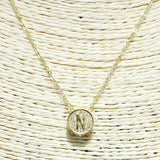 83114, PAVE INITIAL DAINTY NECKLACE *STAINLESS STEEL