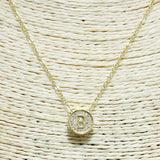 83114, PAVE INITIAL DAINTY NECKLACE *STAINLESS STEEL