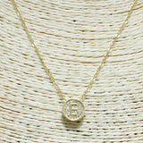 83114, PAVE INITIAL DAINTY NECKLACE *STAINLESS STEEL