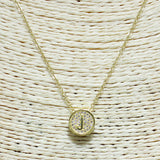 83114, PAVE INITIAL DAINTY NECKLACE *STAINLESS STEEL