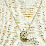 83114, PAVE INITIAL DAINTY NECKLACE *STAINLESS STEEL
