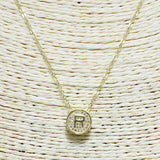 83114, PAVE INITIAL DAINTY NECKLACE *STAINLESS STEEL