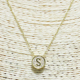 83114, PAVE INITIAL DAINTY NECKLACE *STAINLESS STEEL