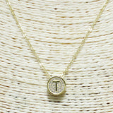 83114, PAVE INITIAL DAINTY NECKLACE *STAINLESS STEEL