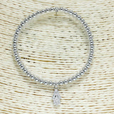 83115, PAVE HAMSA CHARM BEADED STRETCH BRACELET *STAINLESS STEEL