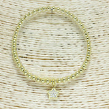 83117, PAVE STAR CHARM BEADED STRETCH BRACELET *STAINLESS STEEL