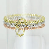 83120, PAVE HAMSA CARABINER BEADED STRETCH BRACELET *STAINLESS STEEL