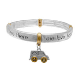 83391, &QUOTLOVE HOPE FAITH" CHARM METAL STRETCH BRACELET