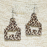 83521, NAVAJO CATTLE TAG WOOD EARRING
