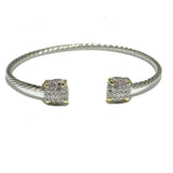 83605, PAVE SQUARE DESIGNER INSPIRED CUFF BRACELET *CUBIC ZIRCONIA