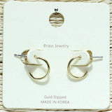 83847, ROUND EDGES TINY HOOP EARRING /BRASS 18K GOLD DIPPED