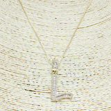 83871, GOLD INITIAL CUBIC ZIRCONIA PENDANT NECKLACE