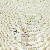 83871, GOLD INITIAL CUBIC ZIRCONIA PENDANT NECKLACE