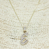 83871, GOLD INITIAL CUBIC ZIRCONIA PENDANT NECKLACE