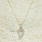 83871, GOLD INITIAL CUBIC ZIRCONIA PENDANT NECKLACE