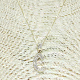 83871, GOLD INITIAL CUBIC ZIRCONIA PENDANT NECKLACE