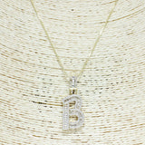 83871, GOLD INITIAL CUBIC ZIRCONIA PENDANT NECKLACE