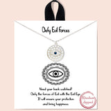 83997, GOLD DIPPED, "DEFY EVIL FORCES" EVIL EYE CUBIC ZIRCONIA CHARM NECKLACE