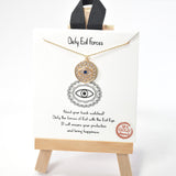 83997, GOLD DIPPED, "DEFY EVIL FORCES" EVIL EYE CUBIC ZIRCONIA CHARM NECKLACE