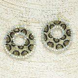 84065, LEOPARD GLITTER ROUND SEED BEADED EARRING